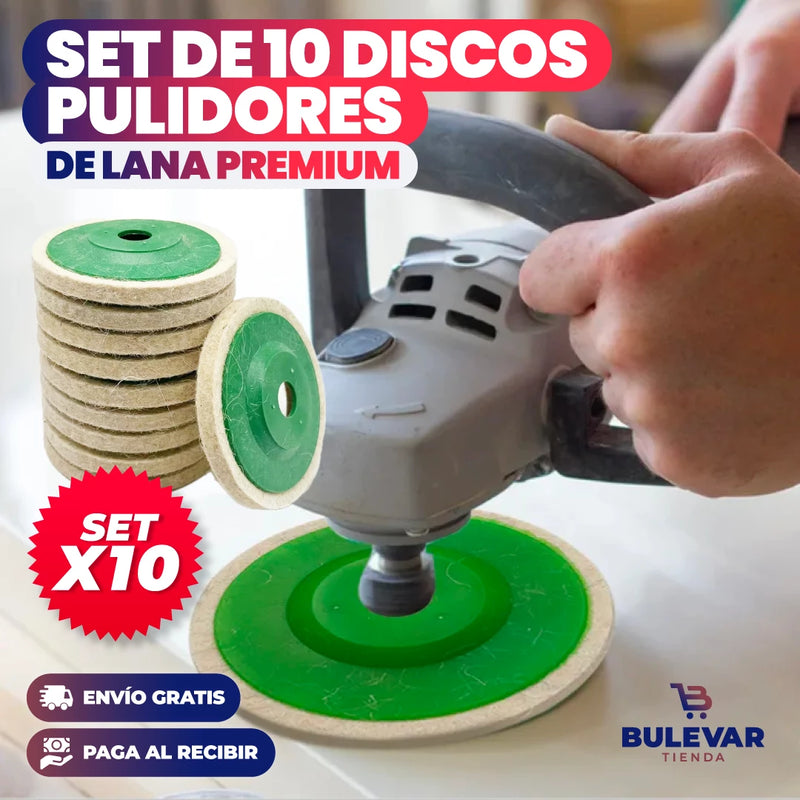 SET DE 10 DISCOS PULIDORES DE LANA